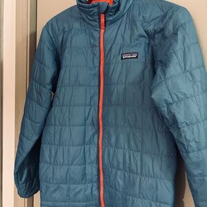 Patagonia Teal Jacket with Red Lining
